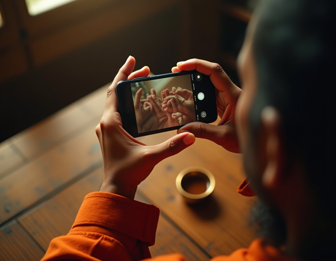 Photographing an open palm in soft light